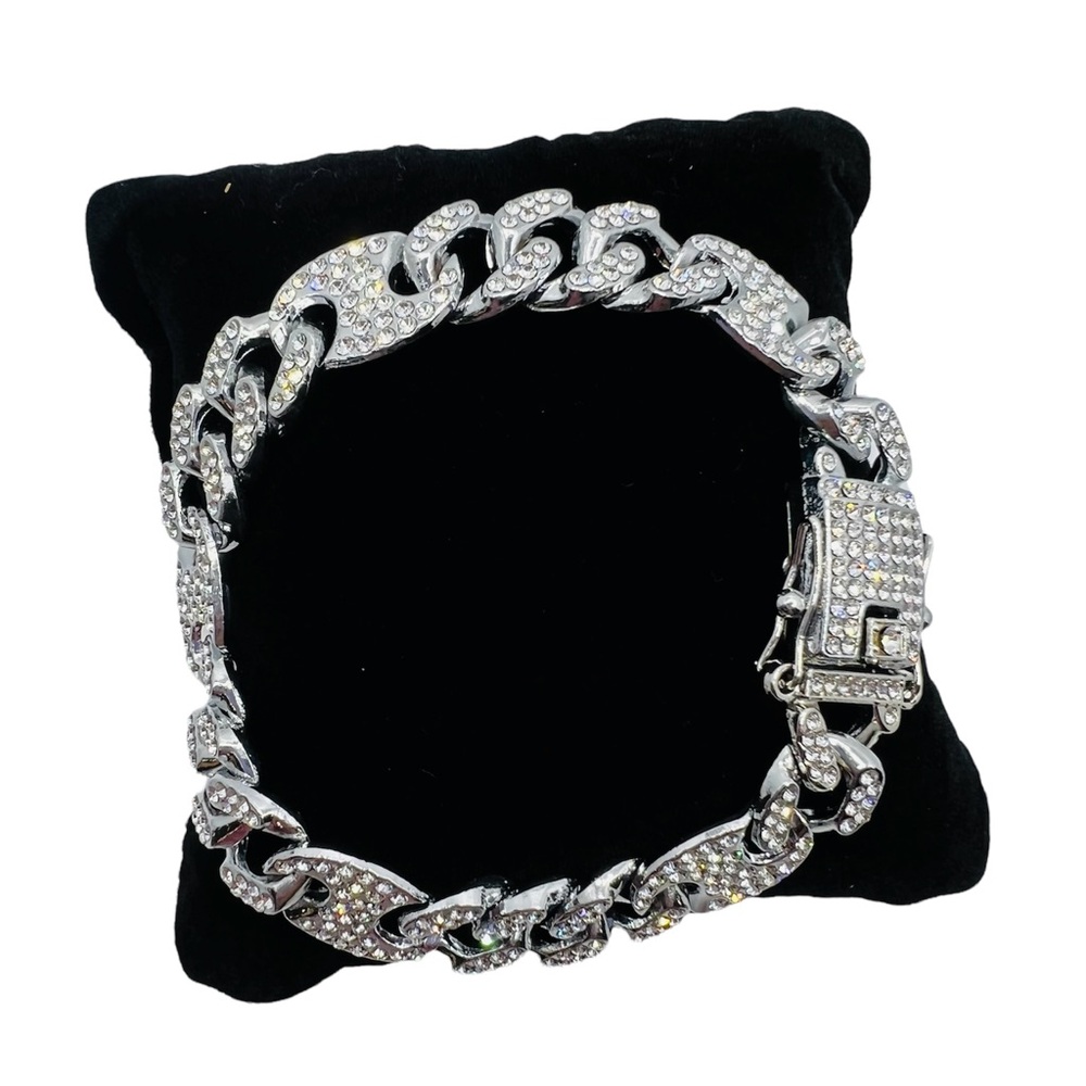 Silver Rhinestone Chain Bracelet
